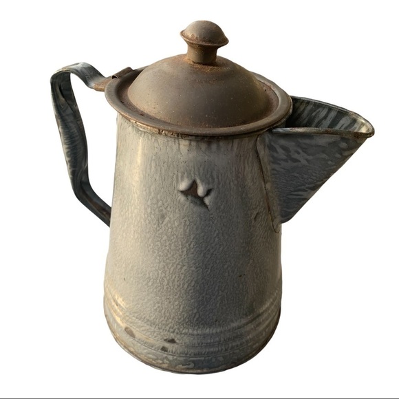 Antique Farmhouse Gray Granite Coffee Pot - Picture 8 of 10